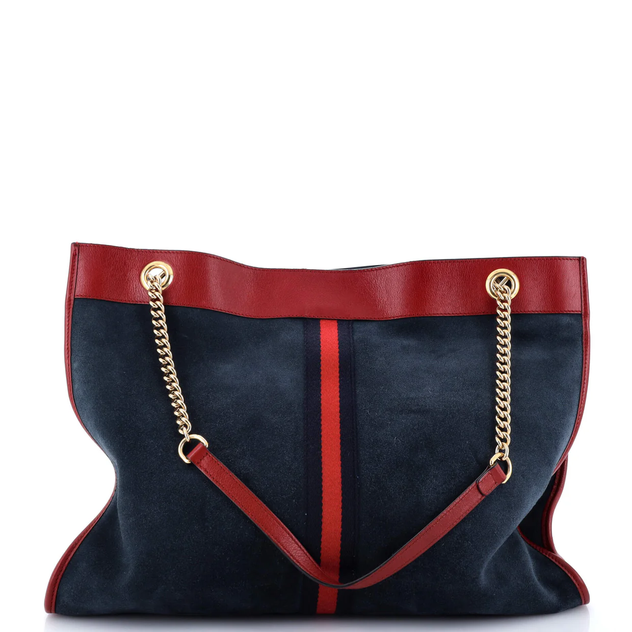 Rajah Chain Tote Suede with Applique Large - Deep Luxury