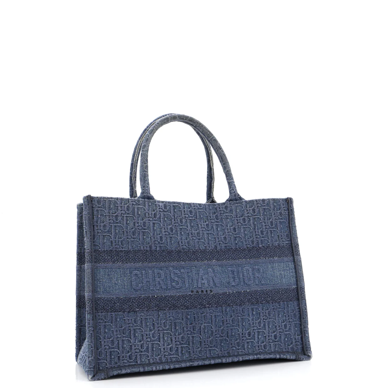 Book Tote Oblique Denim Small - Deep Luxury