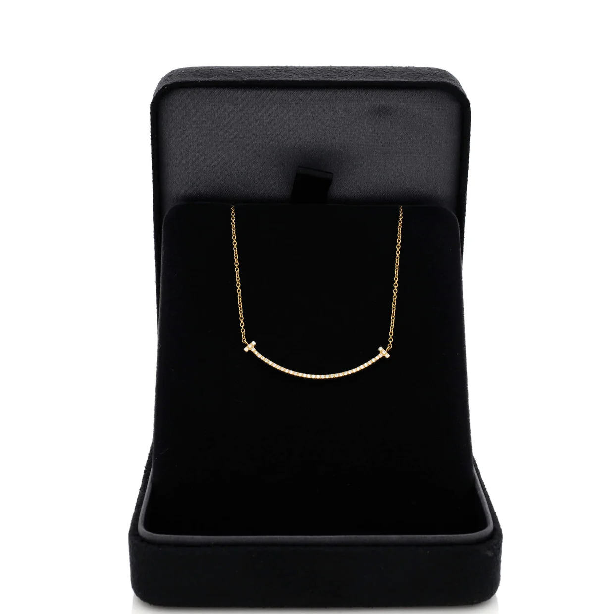 T Smile Pendant Necklace 18K Yellow Gold and Diamonds Small - Deep Luxury