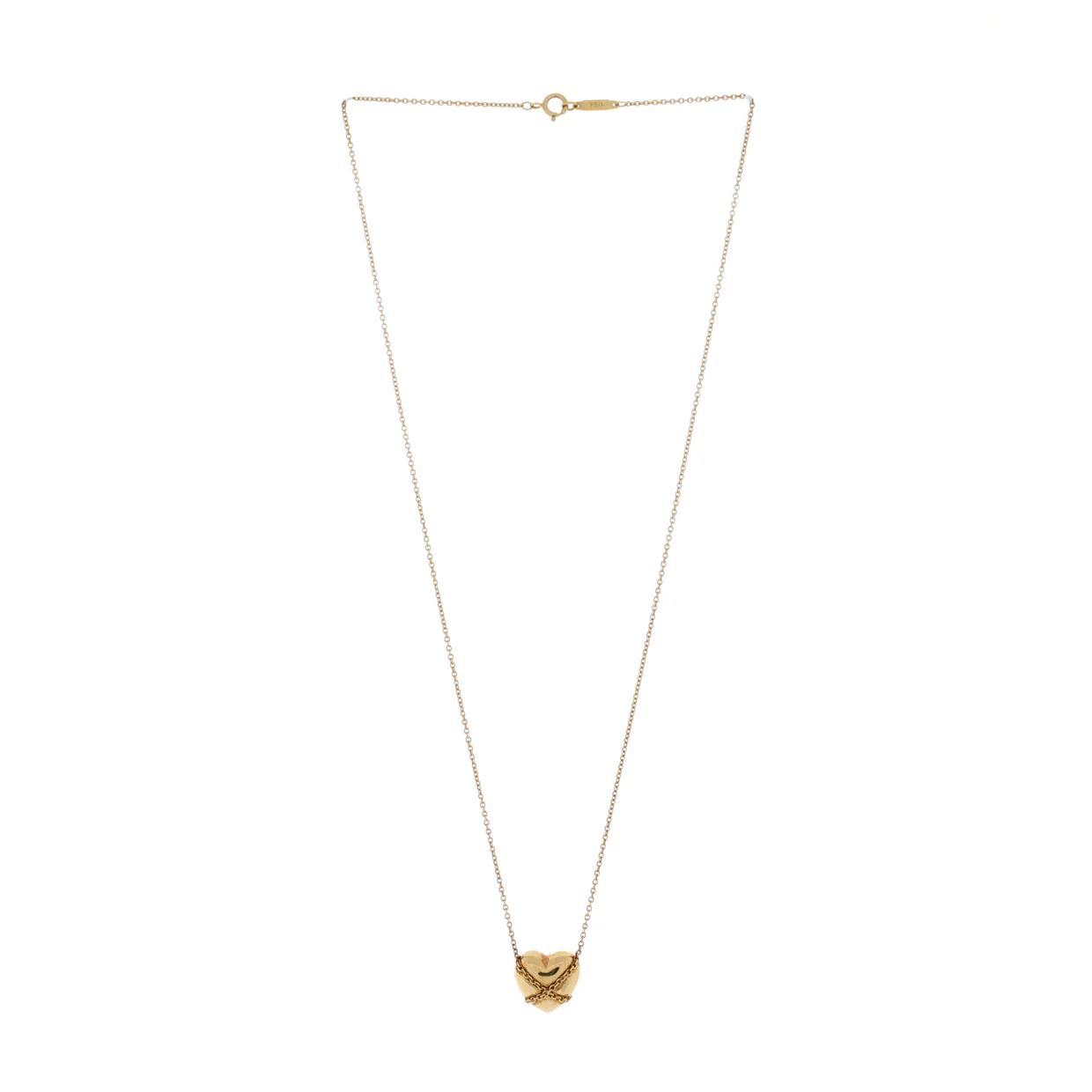 Heart Cross Chain Pendant Necklace 18K Yellow Gold Small - Deep Luxury