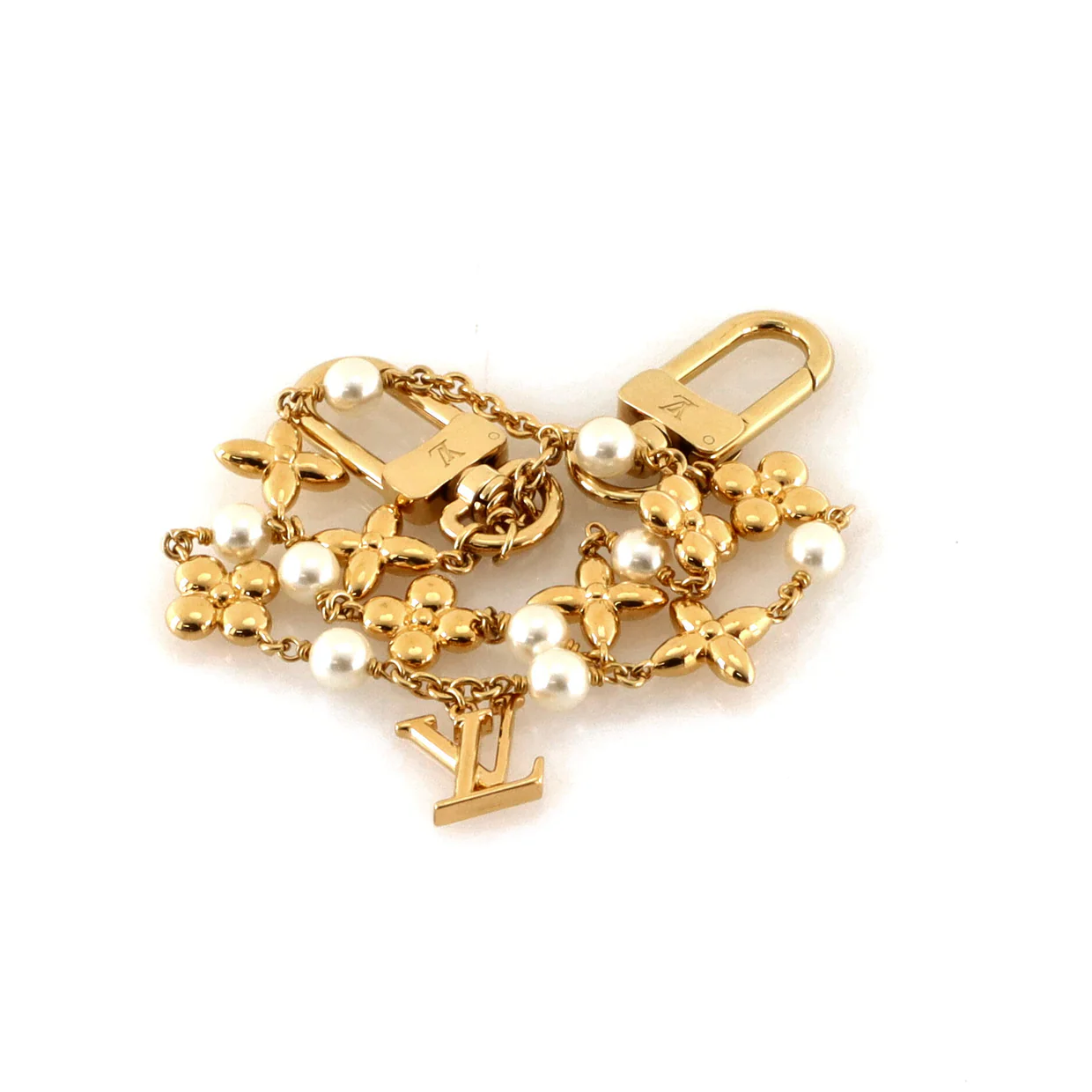 Louisa Bag and Key Charm Metal and Faux Pearls - Deep Luxury