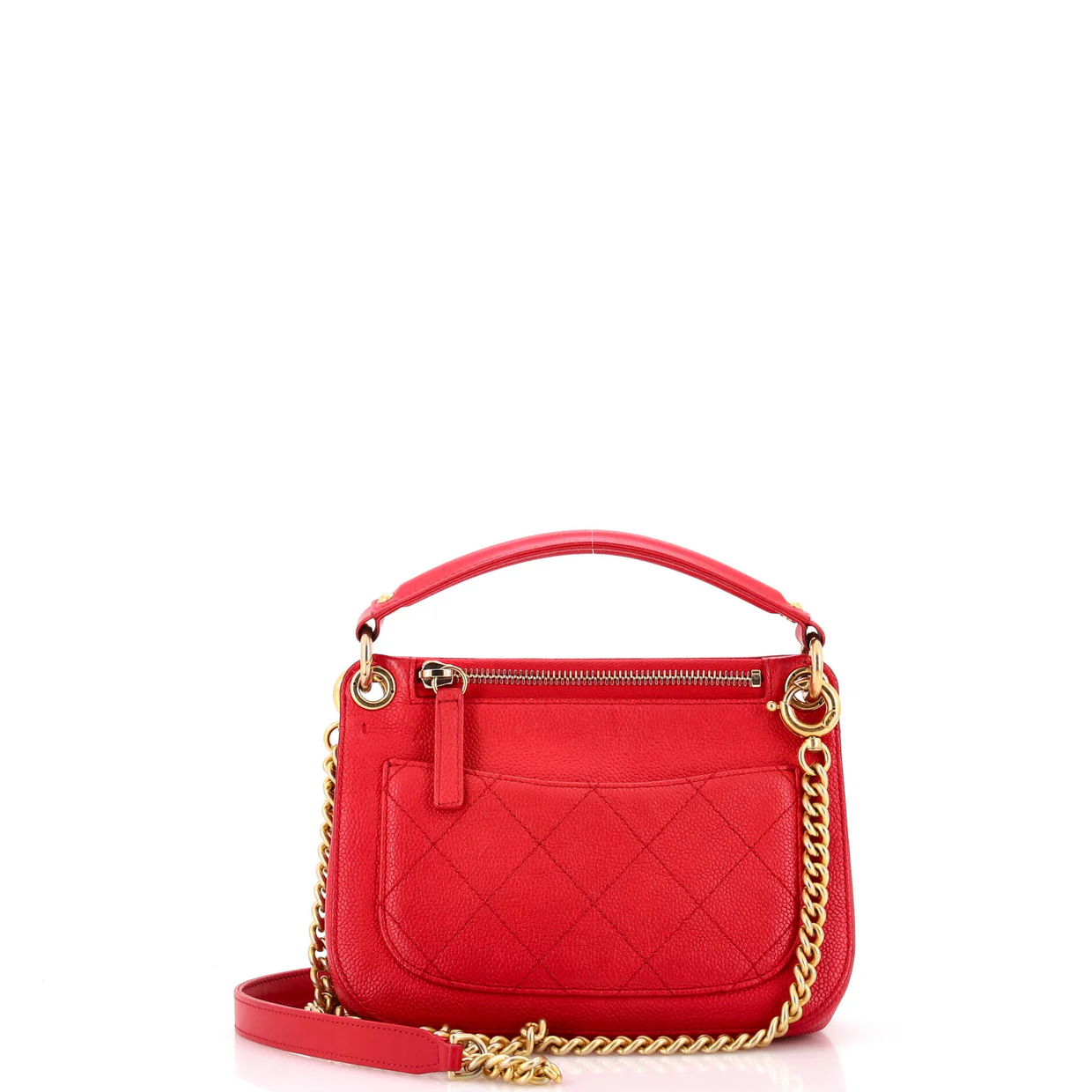 CC Top Handle Flap Bag Stitched Caviar Small - Deep Luxury