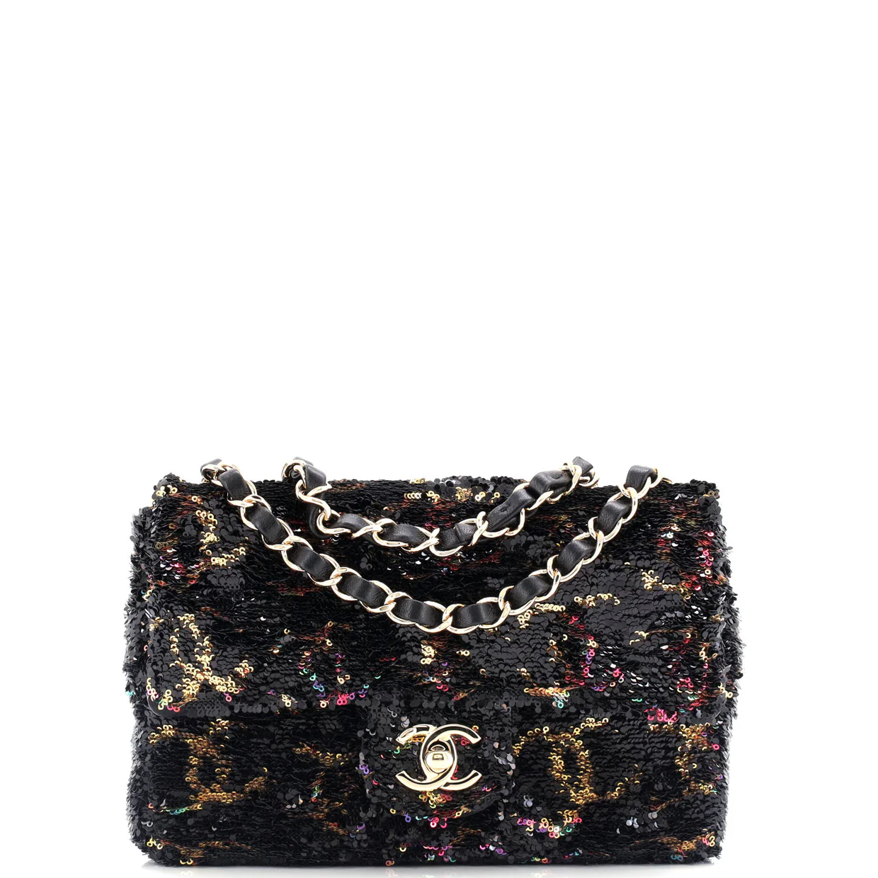 Chain Flap Bag CC Multicolor Reversible Sequins Mini - Deep Luxury