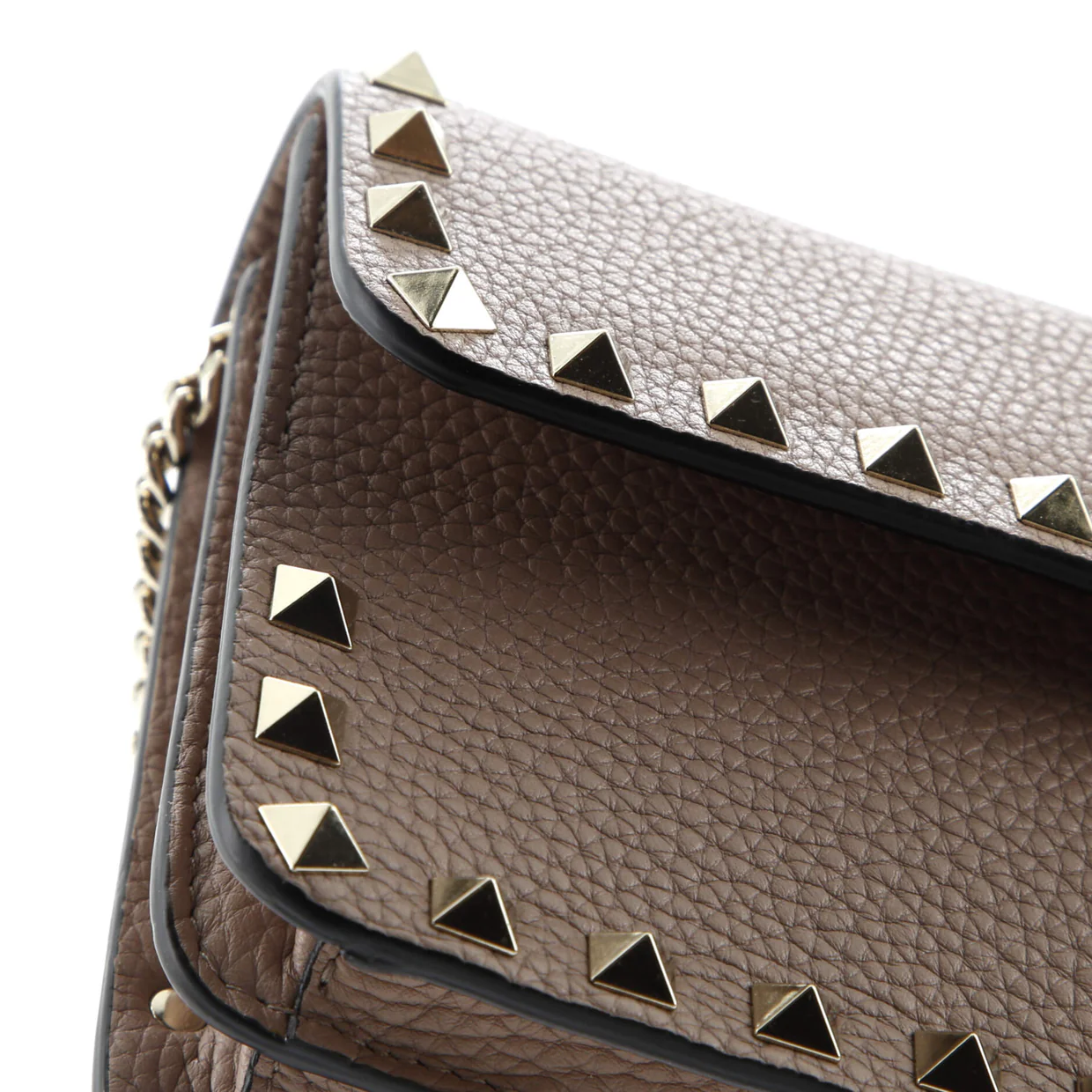 Rockstud Chain Pouch Crossbody Bag Leather - Deep Luxury