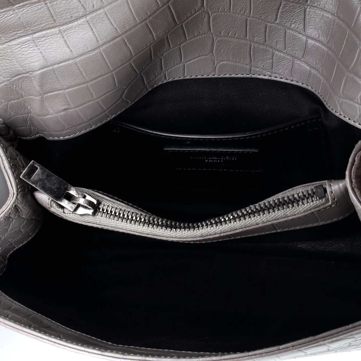 Classic Monogram College Bag Crocodile Embossed Leather Medium - Deep Luxury