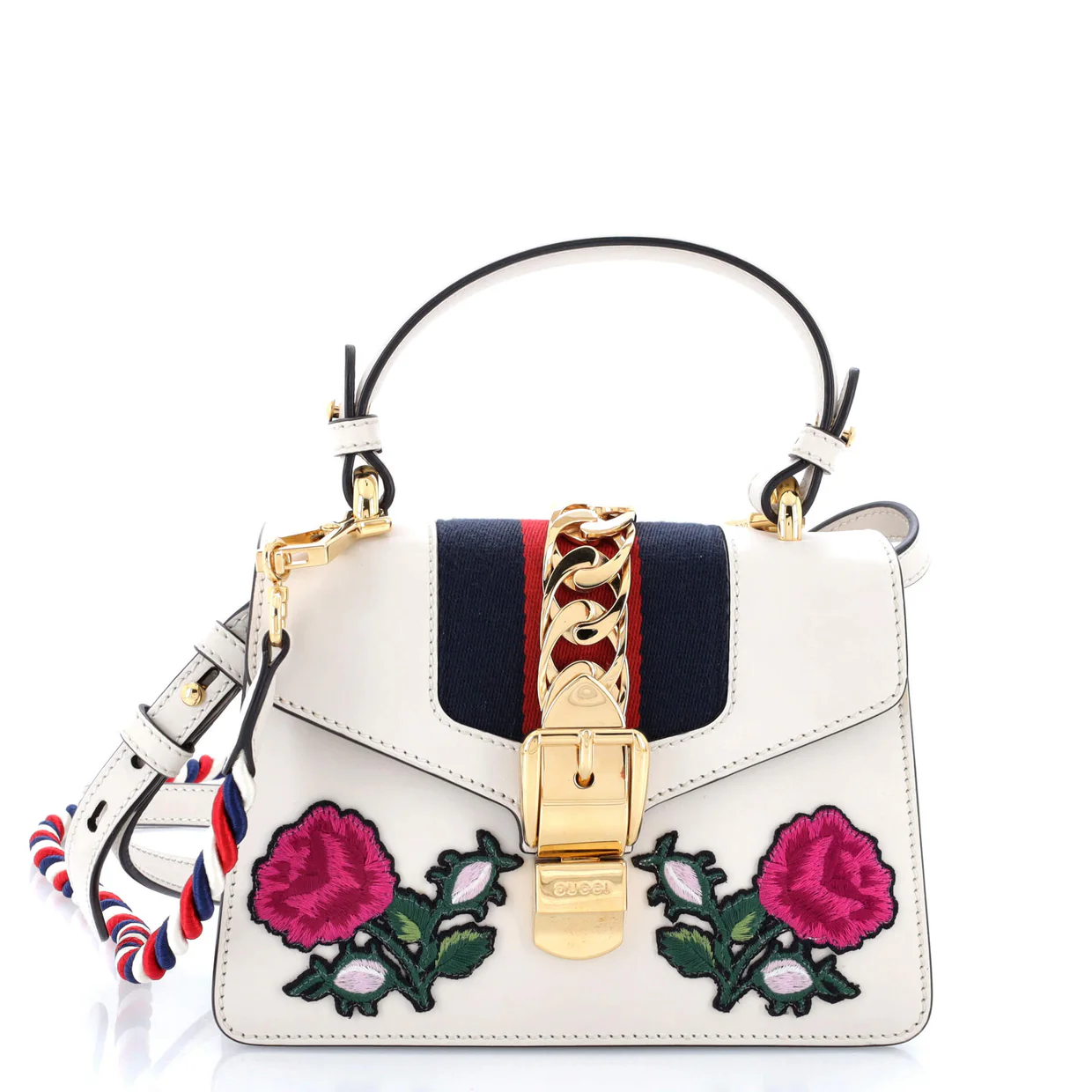 Sylvie Top Handle Bag Embroidered Leather Mini - Deep Luxury