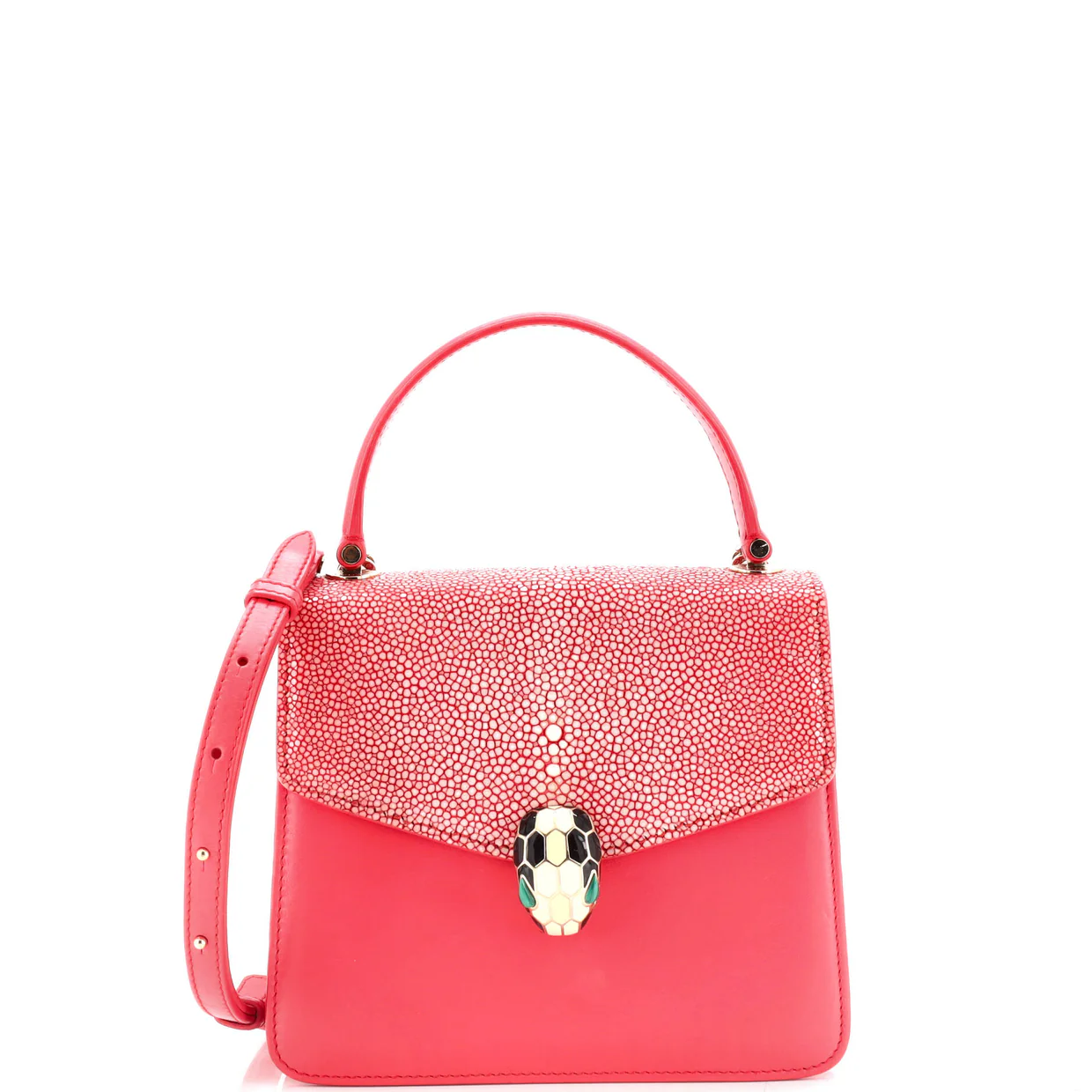 Serpenti Forever Top Handle Bag Leather and Stingray Small - Deep Luxury