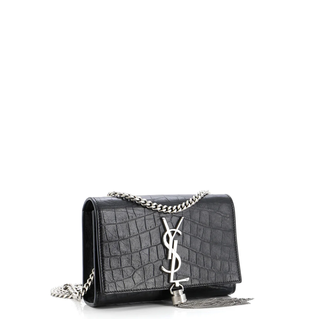 Classic Monogram Tassel Crossbody Bag Crocodile Embossed Leather Small - Deep Luxury