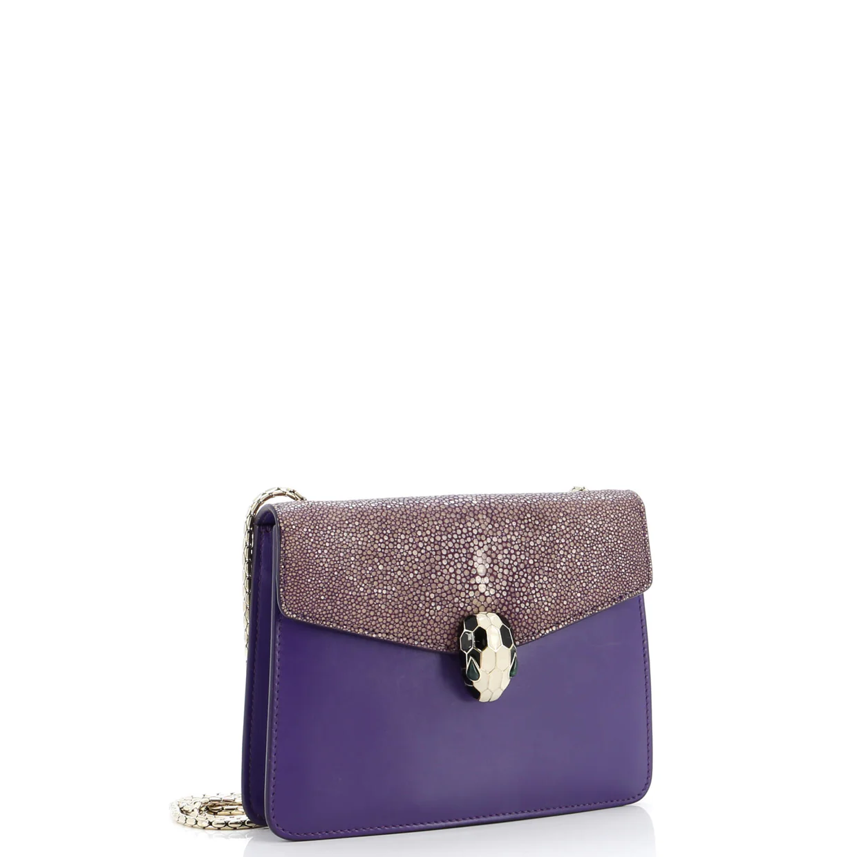 Serpenti Forever Square Shoulder Bag Leather and Stingray Small - Deep Luxury