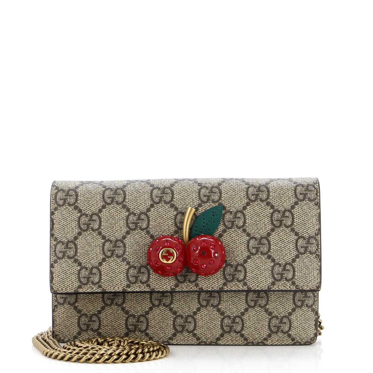 Cherries Wallet on Chain GG Coated Canvas Mini - Deep Luxury