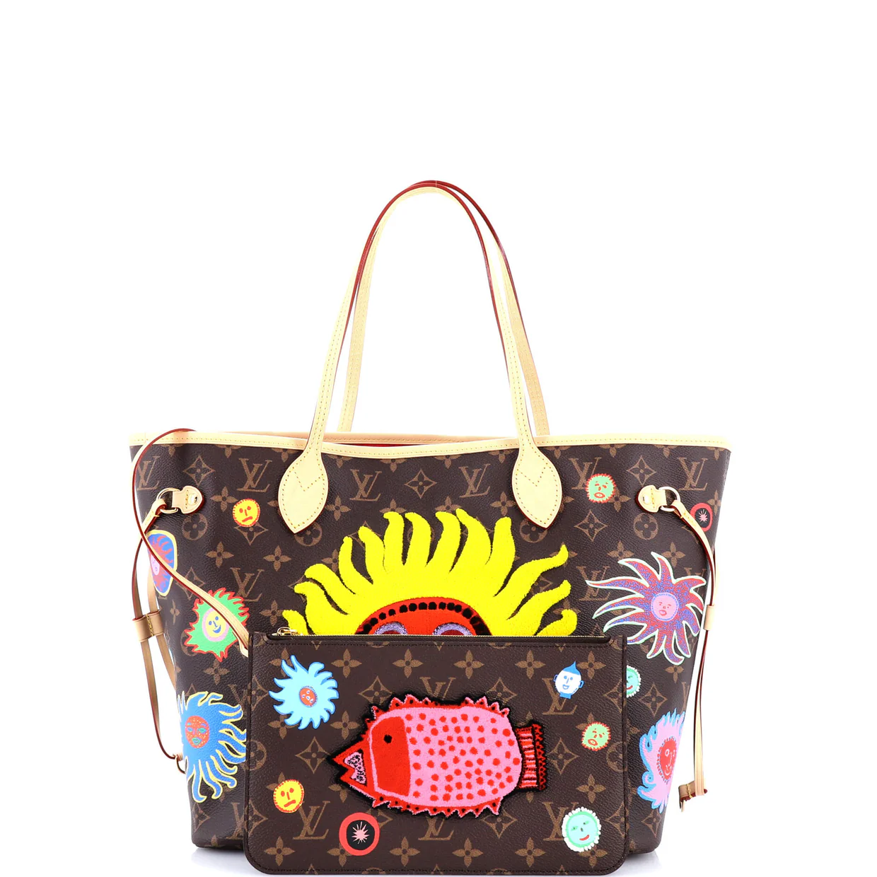 Neverfull NM Tote Yayoi Kusama Embroidered My Eternal Soul Monogram Canvas MM - Deep Luxury