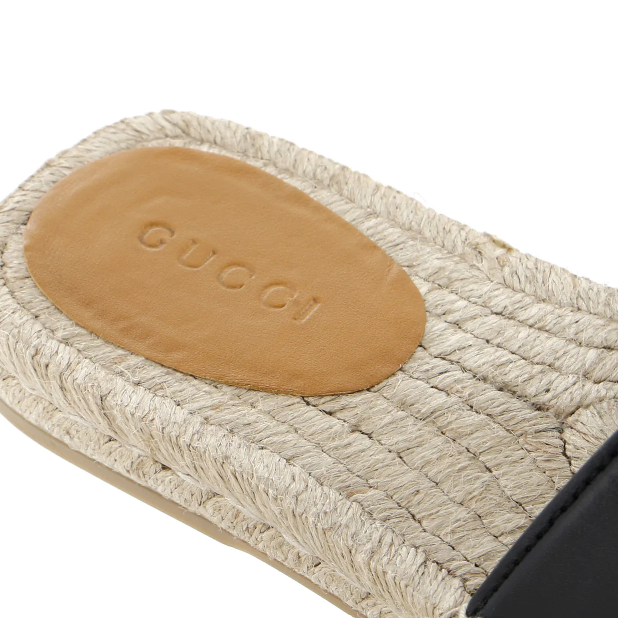 Men's Interlocking G Cut-Out Espadrille Slide Sandals Leather - Deep Luxury