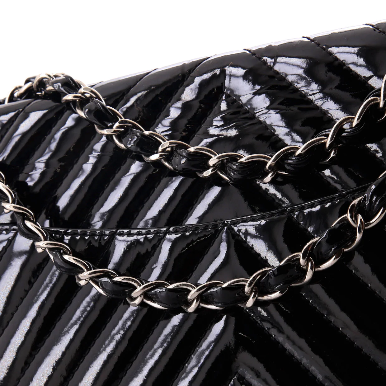 Classic Single Flap Bag Chevron Patent Maxi - Deep Luxury