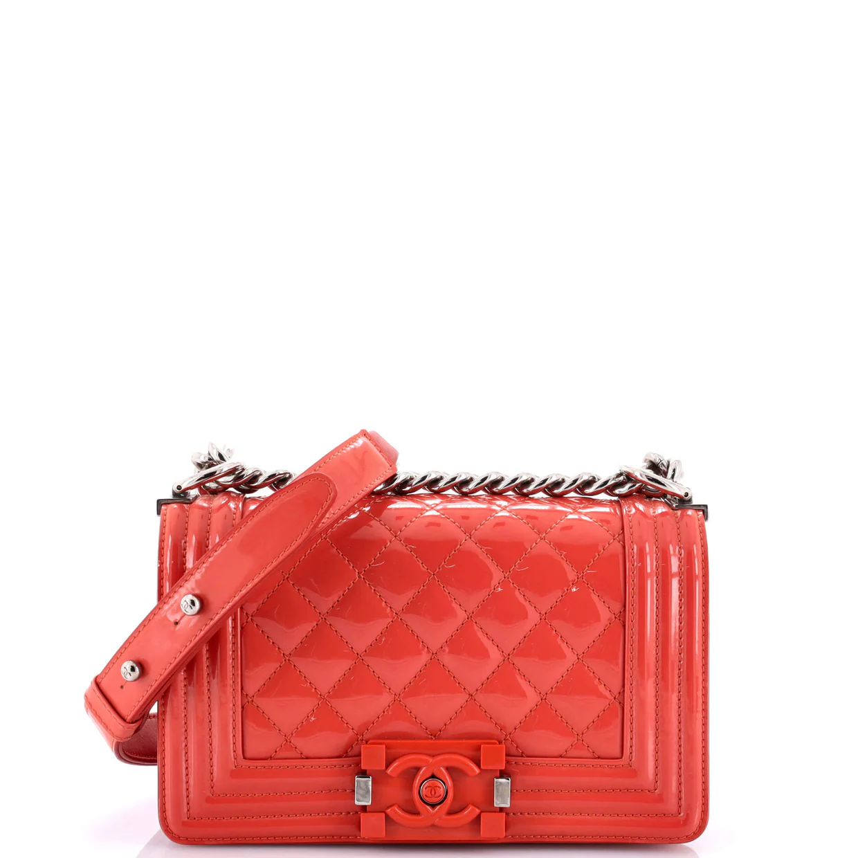 Boy Flap Bag Quilted Plexiglass Patent Small - Deep Luxury