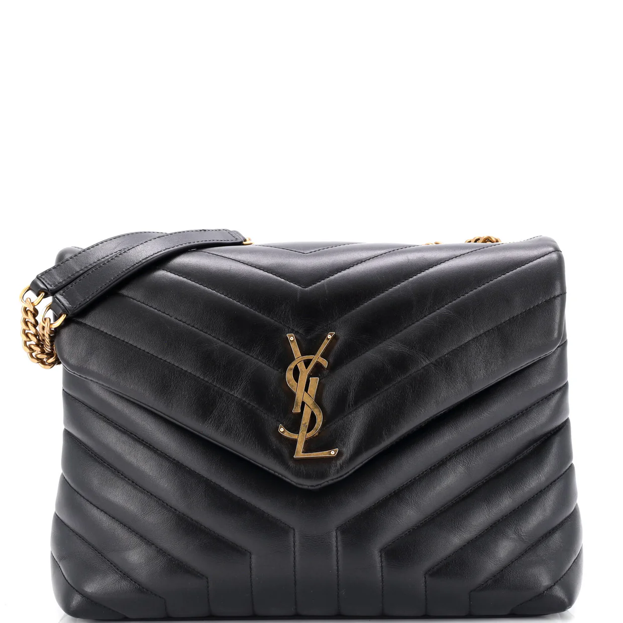 Loulou Shoulder Bag Matelasse Chevron Leather Medium - Deep Luxury