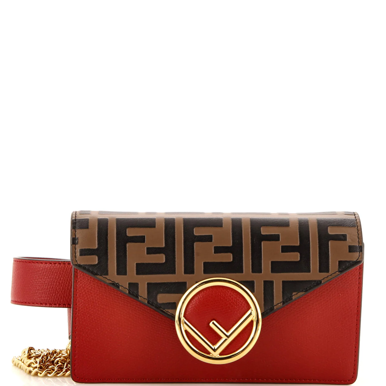 F is Fendi Convertible Belt Bag Leather with Zucca Embossed Detail - Deep Luxury