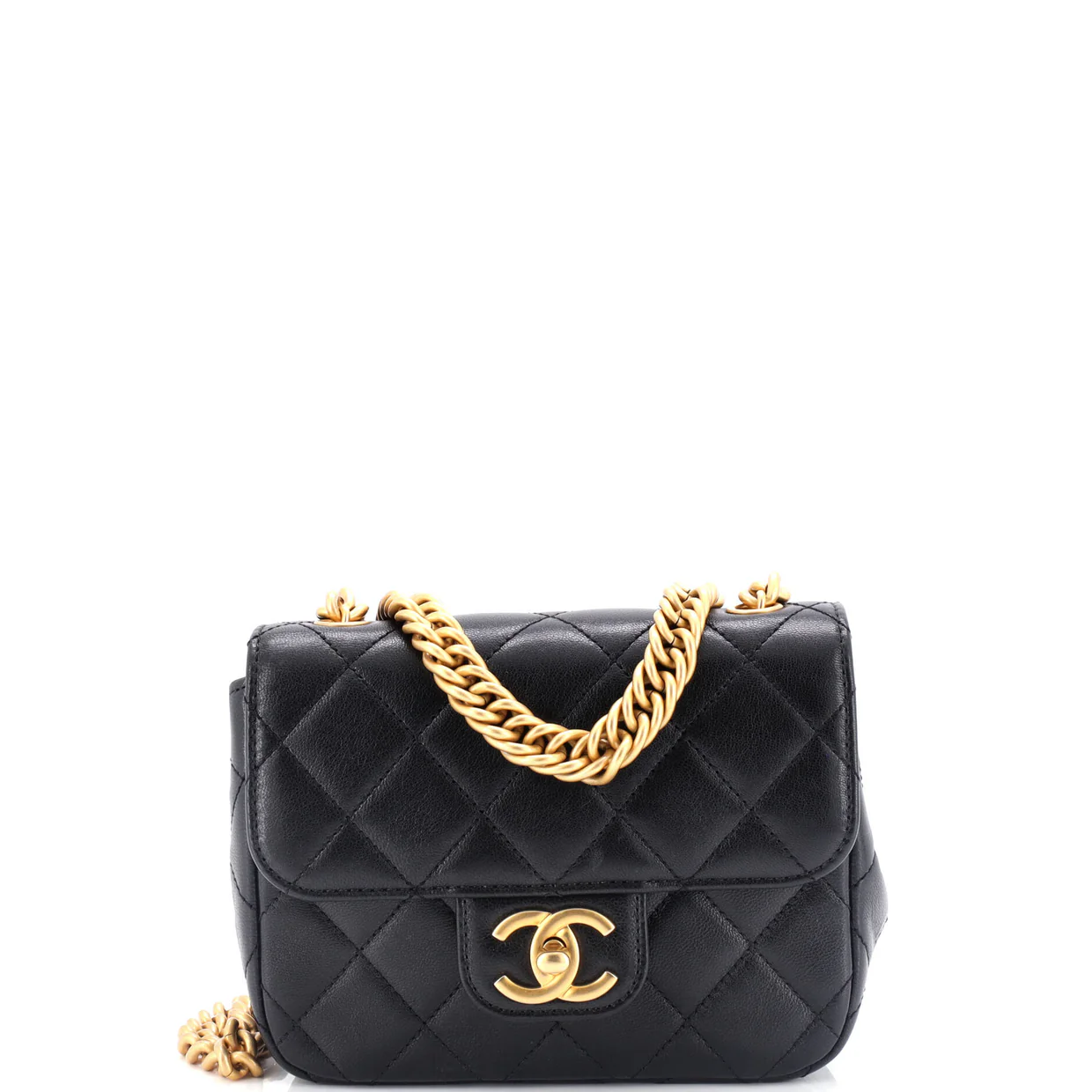 Pending CC Square Flap Bag Quilted Lambskin Mini - Deep Luxury