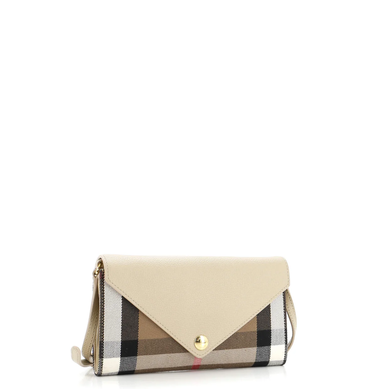 Hannah Envelope Wallet on Strap Leather and House Check Canvas - Deep Luxury