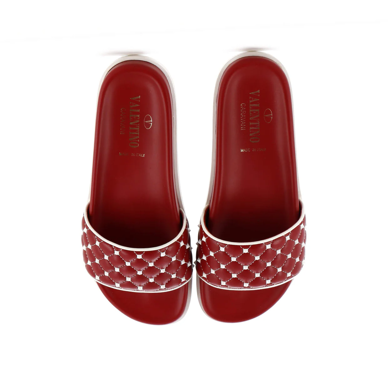 Women's Rockstud Slide Flat Sandals Leather - Deep Luxury
