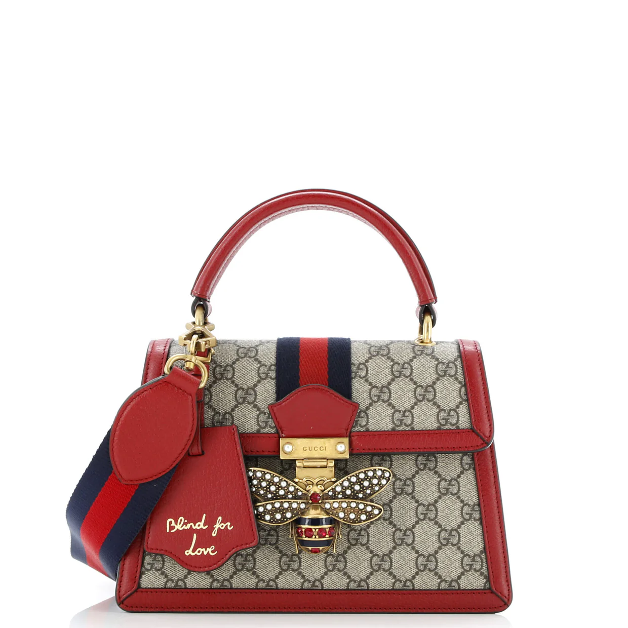 Queen Margaret Top Handle Bag GG Coated Canvas with Leather Small - Deep Luxury