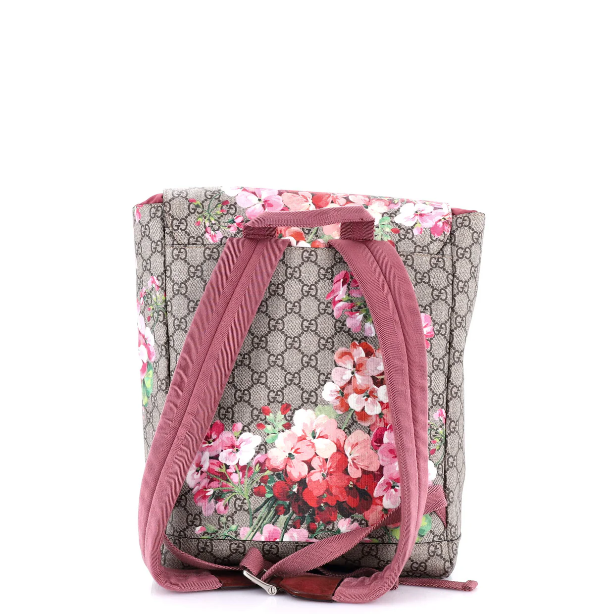 Buckle Backpack Blooms Print GG Coated Canvas Medium - Deep Luxury