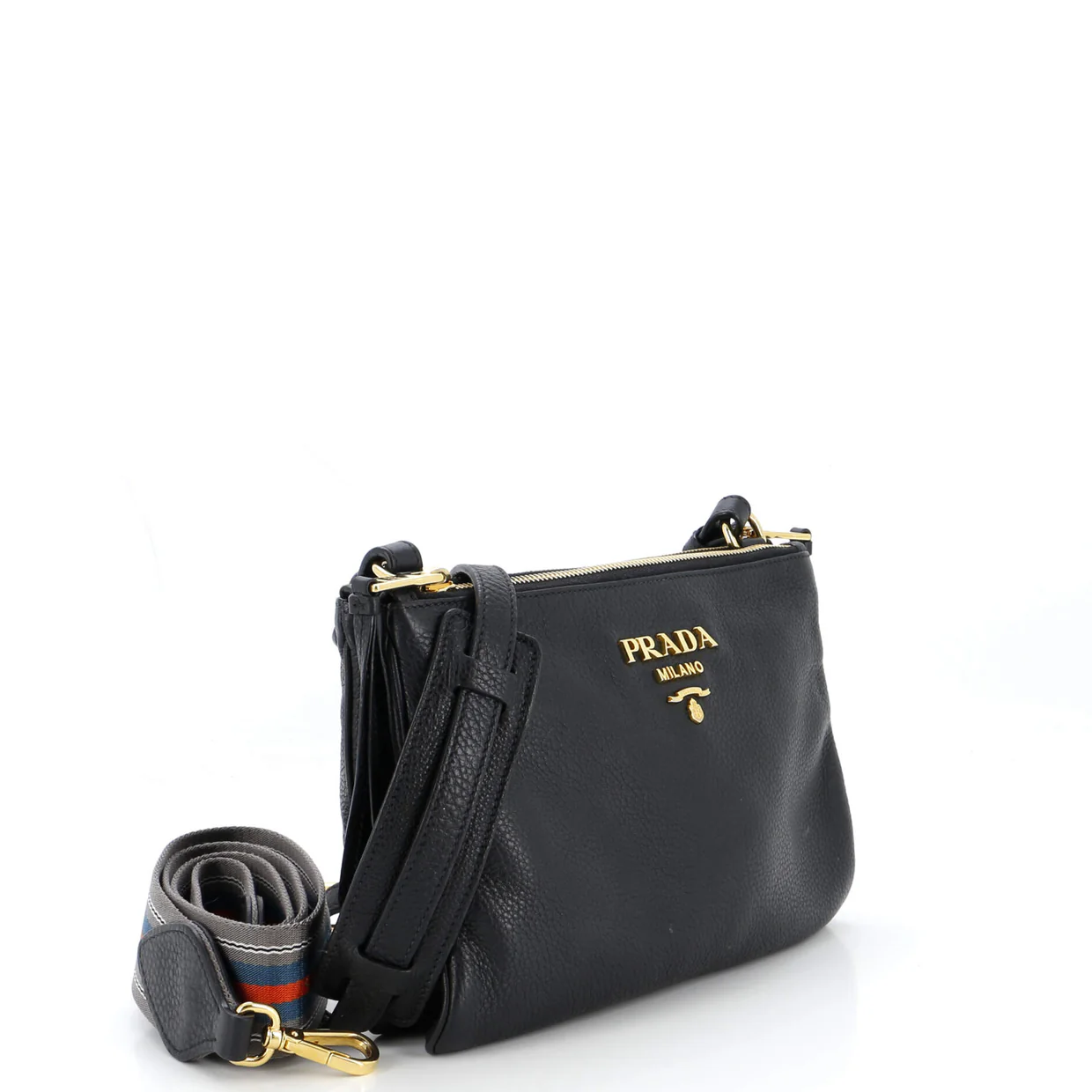 Dual Strap Double Zip Crossbody Bag Vitello Daino Small - Deep Luxury