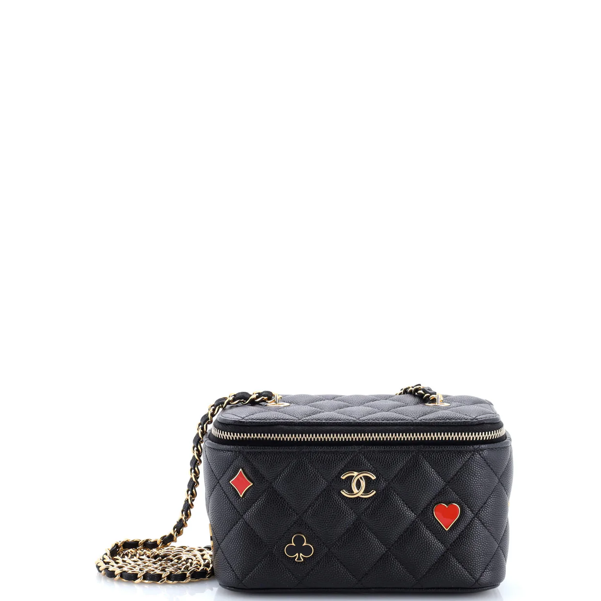 Coco Casino Vanity Case with Chain Quilted Caviar Small - Deep Luxury