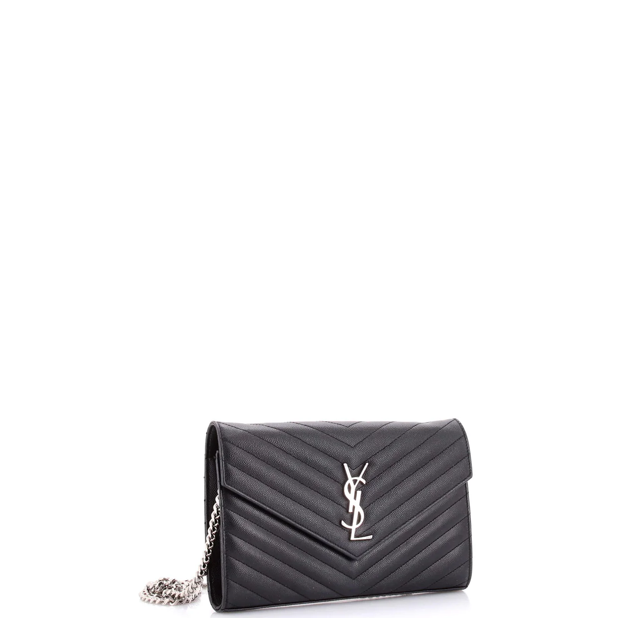 Classic Monogram Wallet on Chain Matelasse Chevron Leather Medium - Deep Luxury