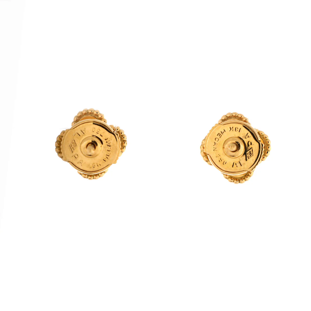 Sweet Alhambra Stud Earrings 18K Yellow Gold and Mother of Pearl - Deep Luxury