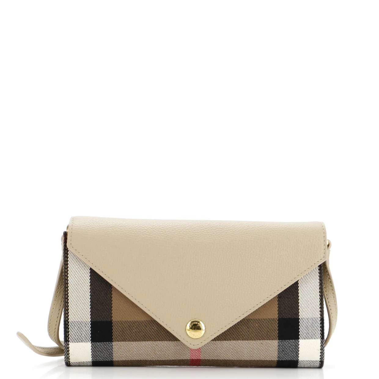Hannah Envelope Wallet on Strap Leather and House Check Canvas - Deep Luxury