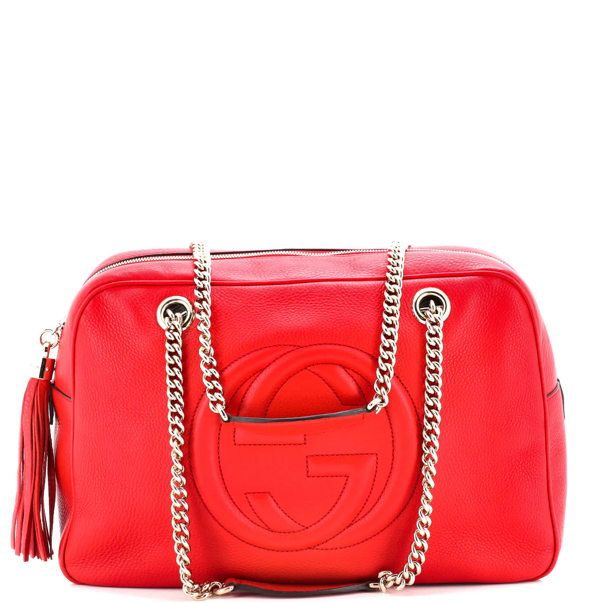 Soho Chain Zip Shoulder Bag Leather Medium - Deep Luxury