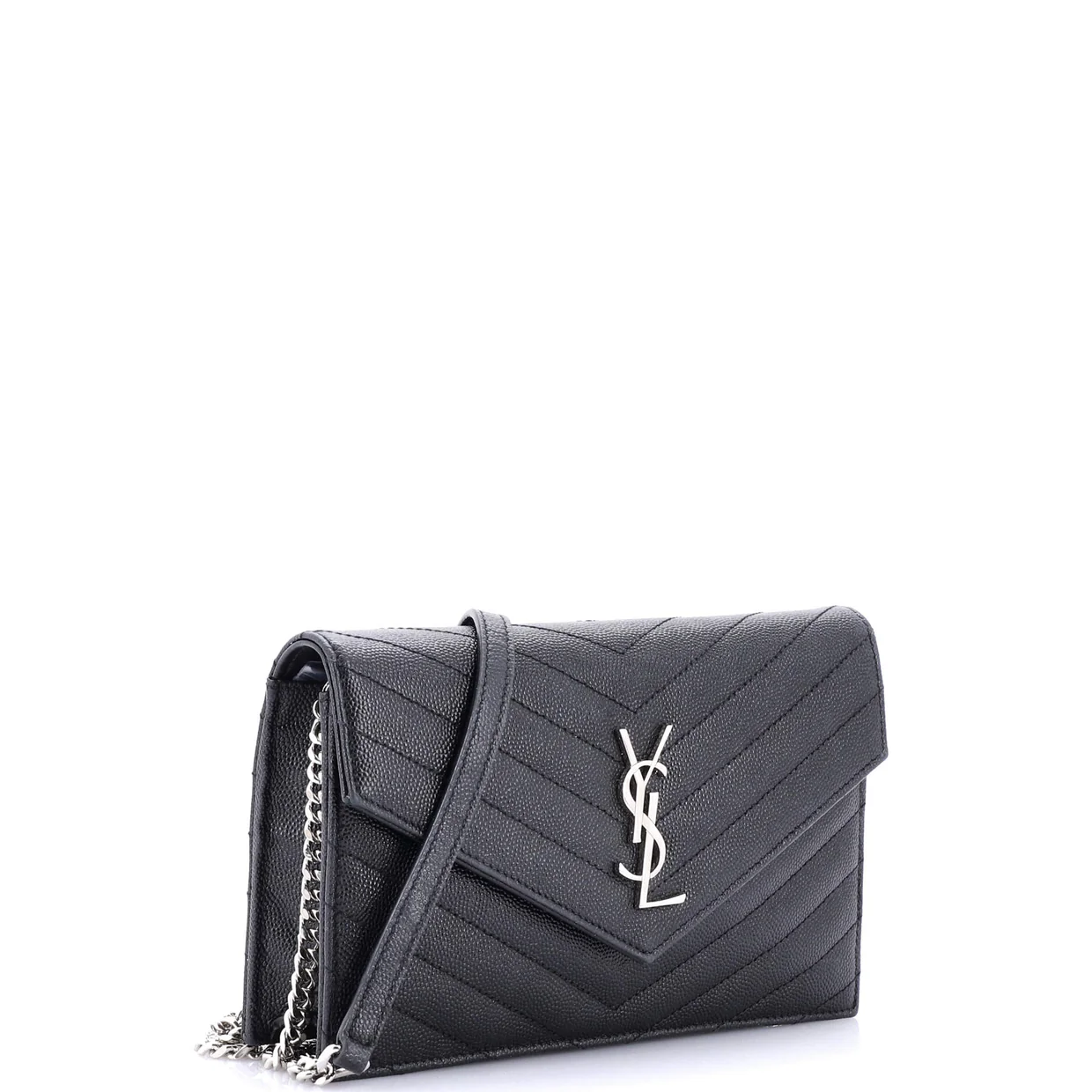 Classic Monogram Wallet on Chain Matelasse Chevron Leather Small - Deep Luxury