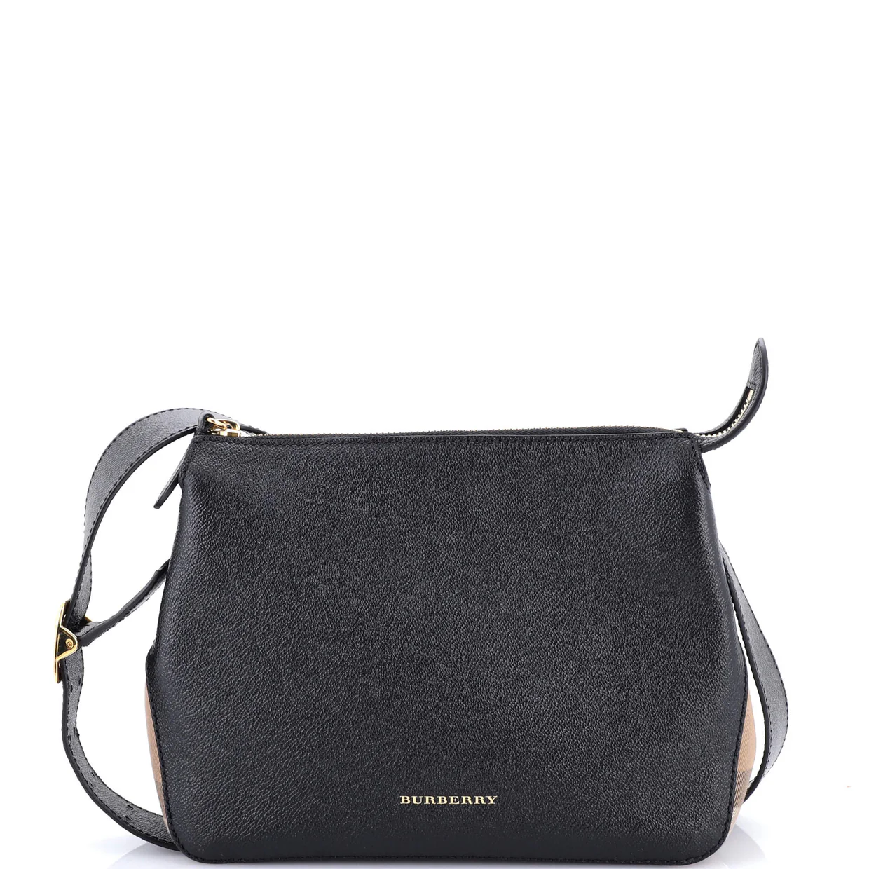 Helmsley Crossbody Bag Leather with House Check Canvas Small - Deep Luxury