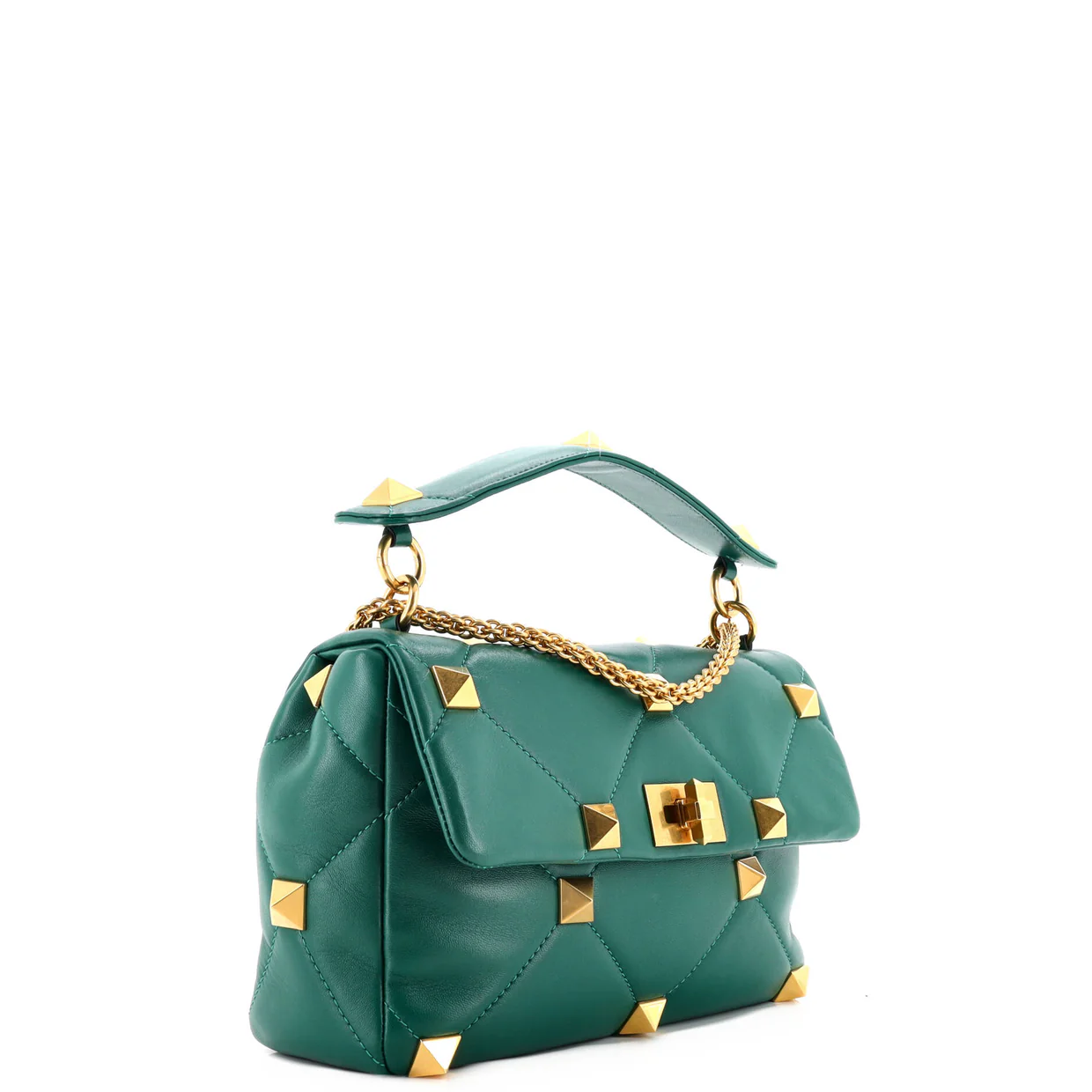 Roman Stud Flap Bag Quilted Leather Medium - Deep Luxury