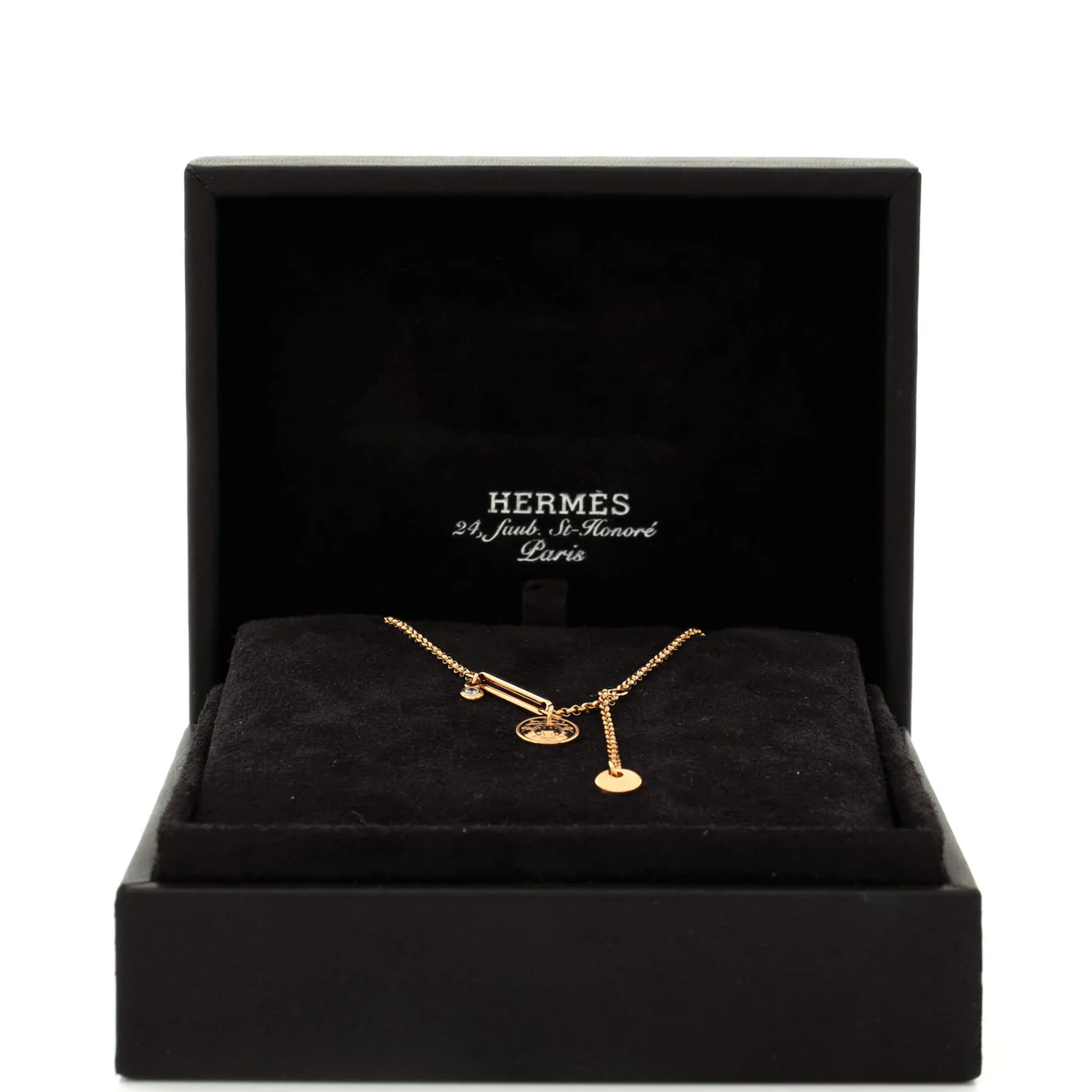 Ex-Libris Pendant Necklace 18K Rose Gold with Diamond Small - Deep Luxury