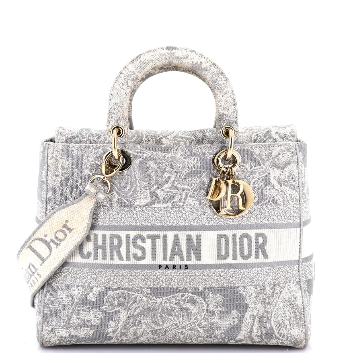 Lady D-Lite Bag Embroidered Canvas Large - Deep Luxury