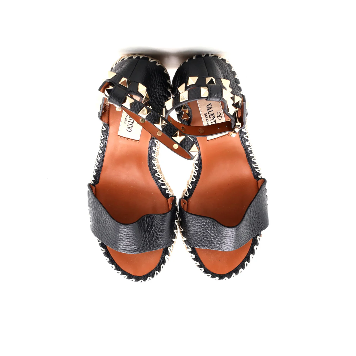 Women's Rockstud Wedge Espadrille Sandals Leather - Deep Luxury