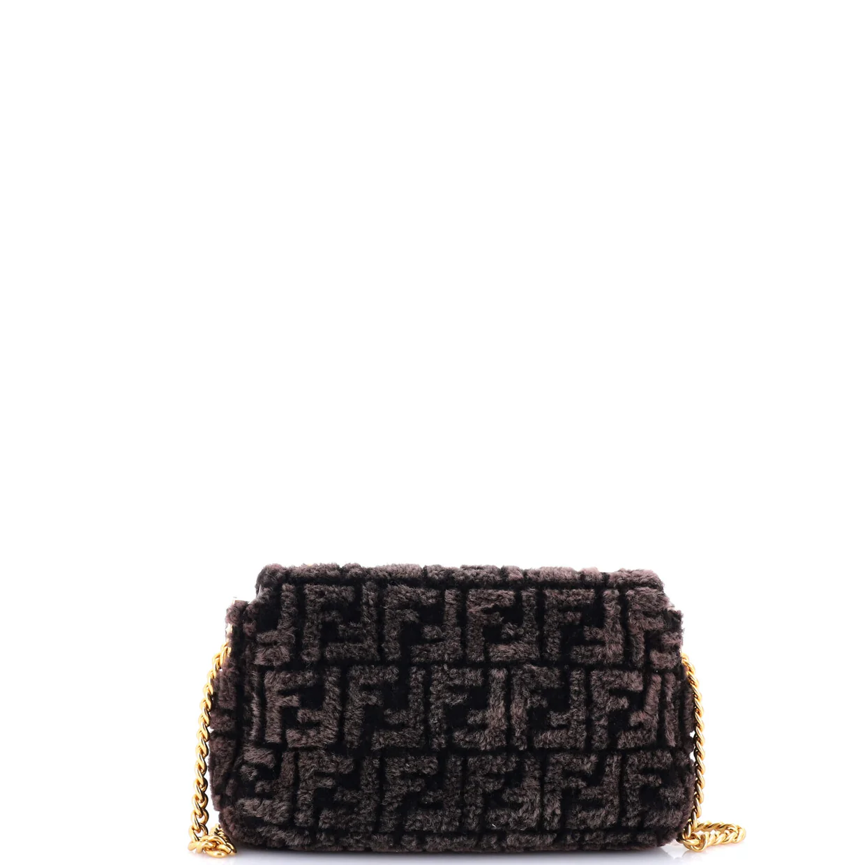 Midi Baguette Chain Bag Zucca Shearling Medium - Deep Luxury