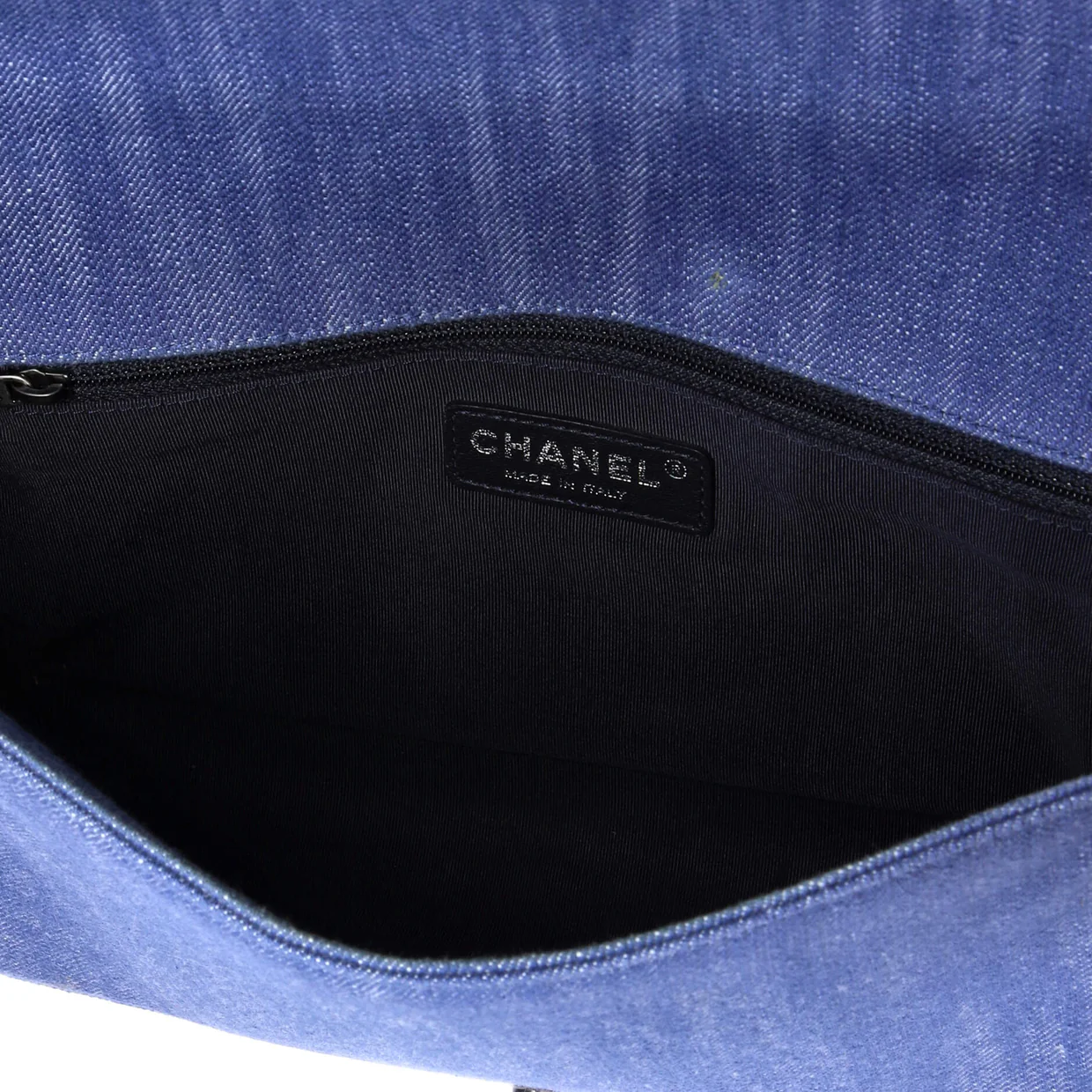 Boy Flap Bag Chevron Denim New Medium - Deep Luxury