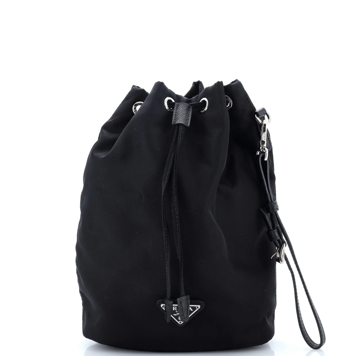 Drawstring Wristlet Bucket Bag Tessuto Small - Deep Luxury