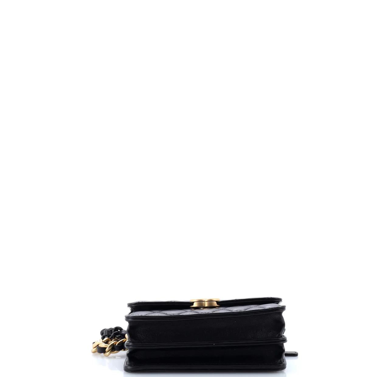 Lacquered Metal CC Clutch with Chain Quilted Lambskin - Deep Luxury