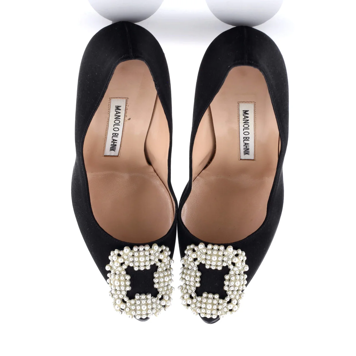 Women's Hangisi Pumps Satin with Faux Pearls 105 - Deep Luxury