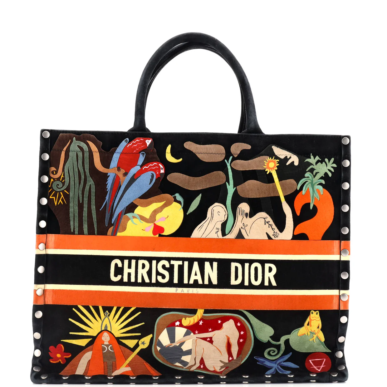 Book Tote Multicolor Studded Suede Large - Deep Luxury