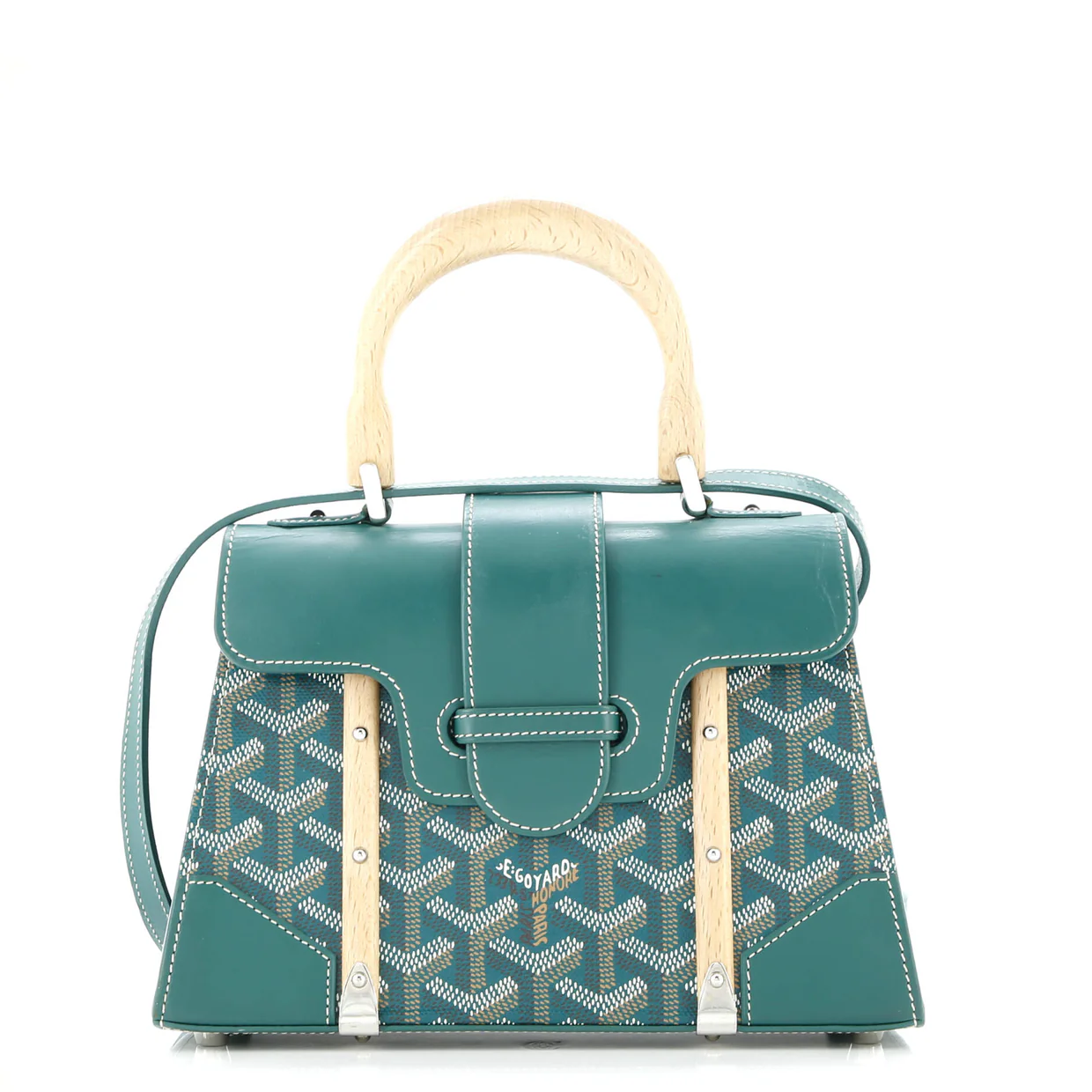 Structured Saigon Top Handle Bag Coated Canvas with Leather Mini - Deep Luxury