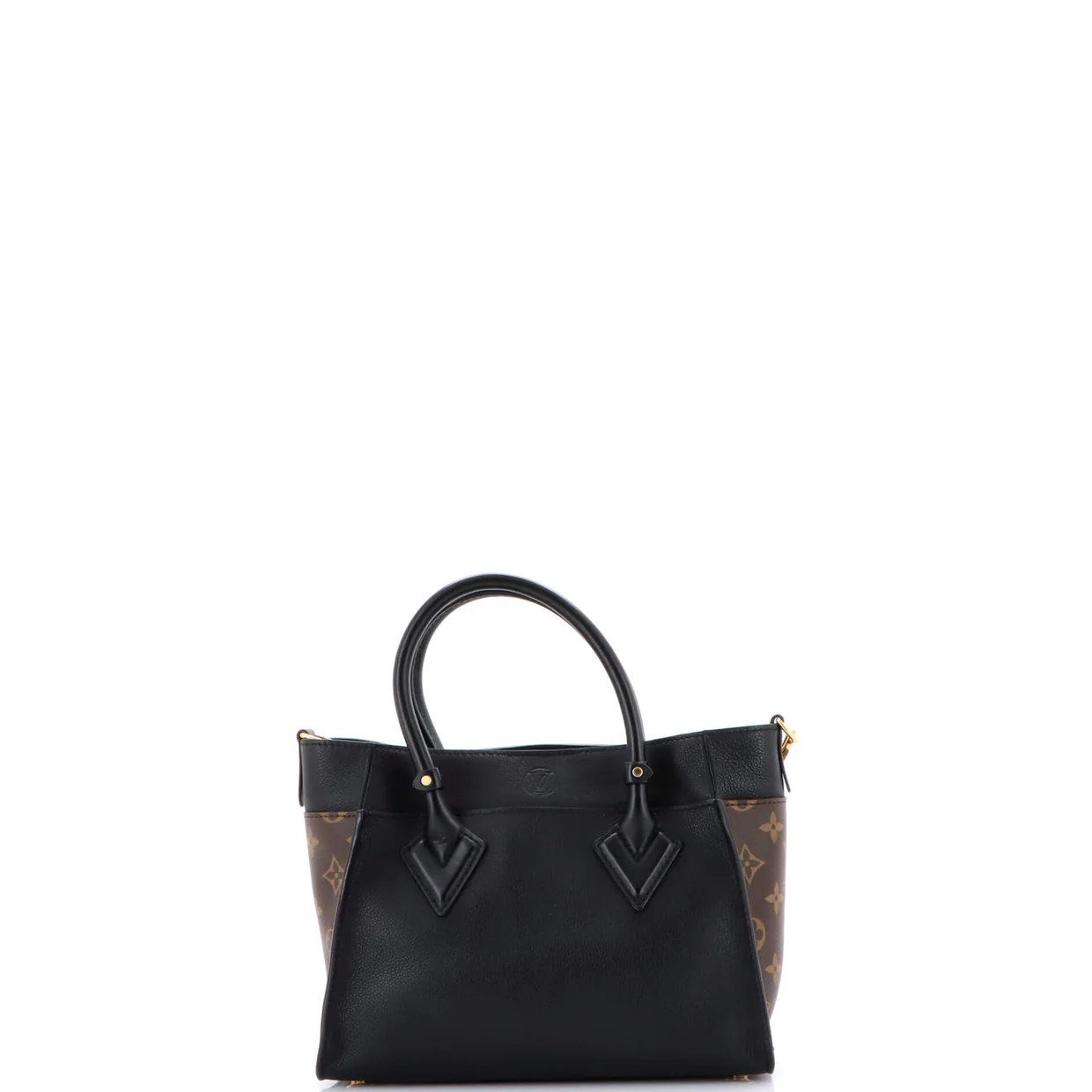 On My Side Tote Leather with Monogram Canvas PM - Deep Luxury