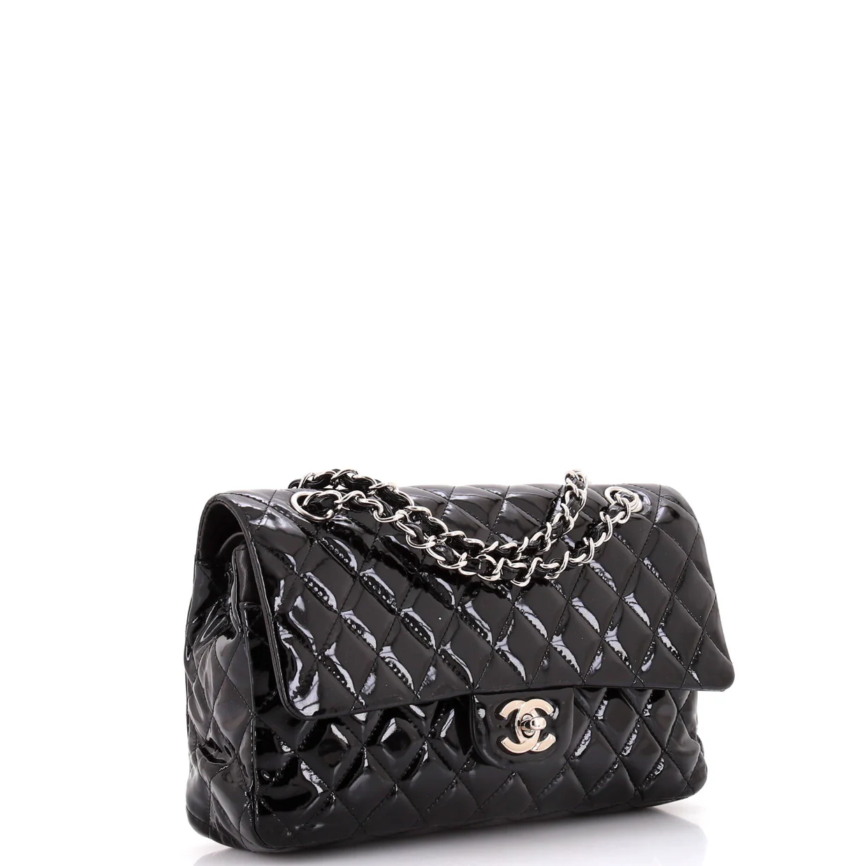 Classic Double Flap Bag Quilted Patent Medium - Deep Luxury