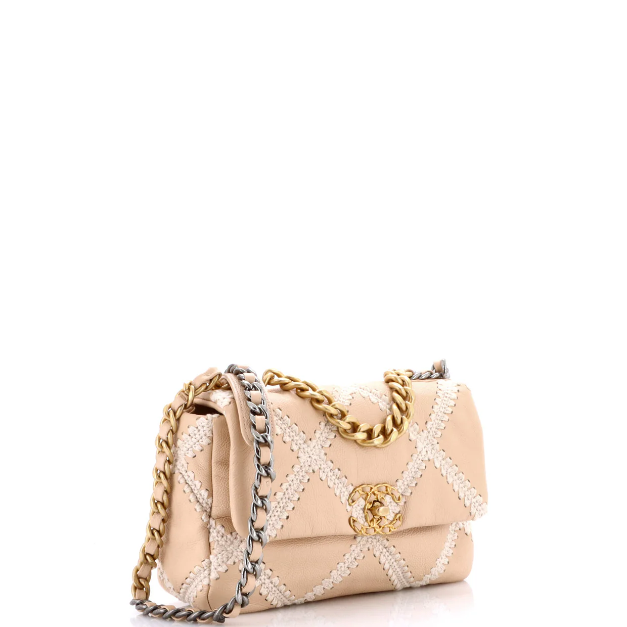 19 Flap Bag Crochet Quilted Calfskin Medium - Deep Luxury