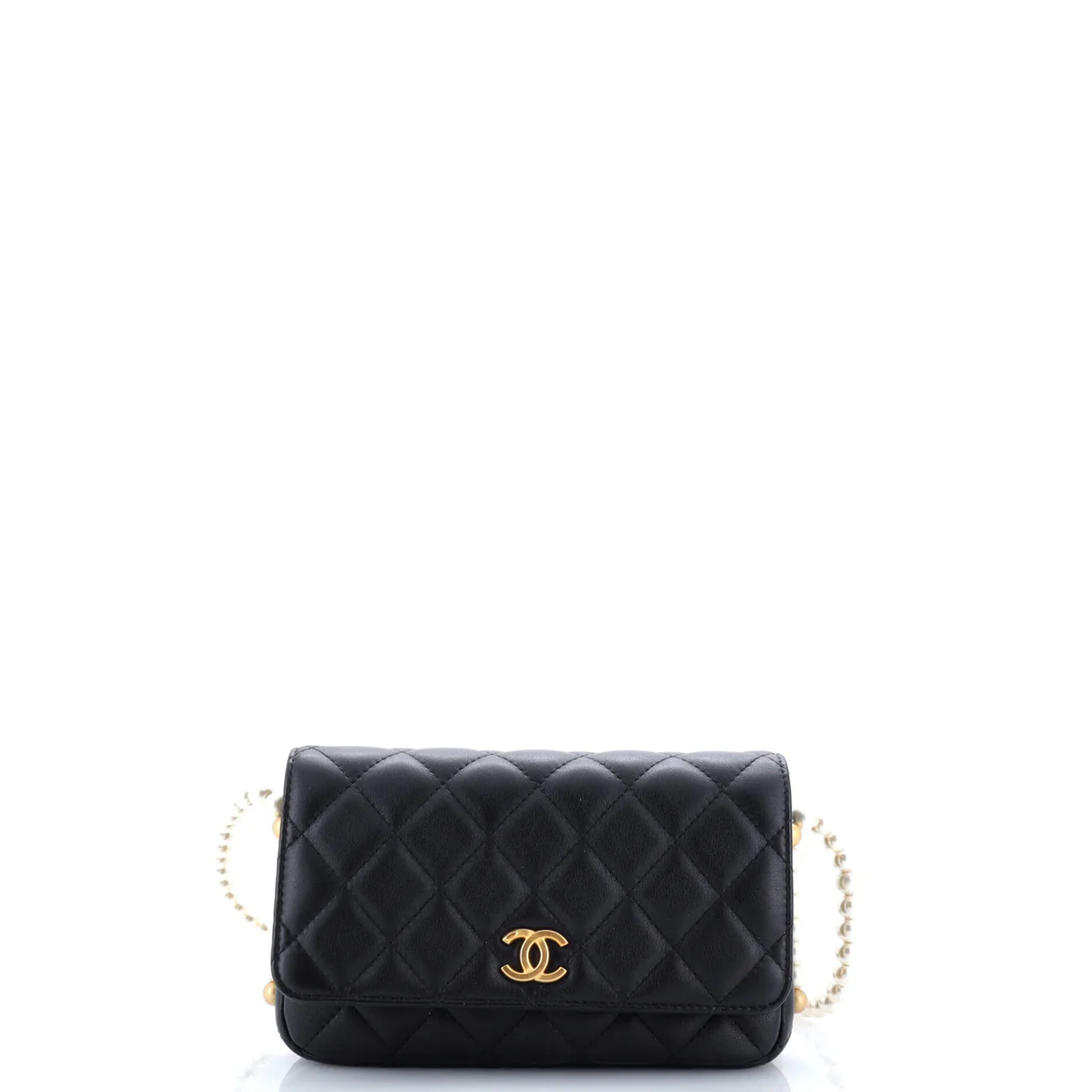 About Pearls Wallet on Chain Quilted Calfskin - Deep Luxury
