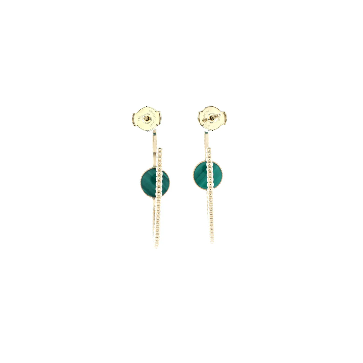 Rose des Vents Hoop Earrings 18K Yellow Gold with Diamond and Malachite - Deep Luxury