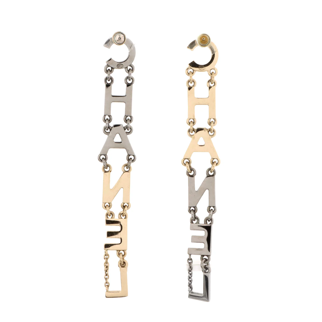 Logo Drop Earrings Metal with Crystals - Deep Luxury